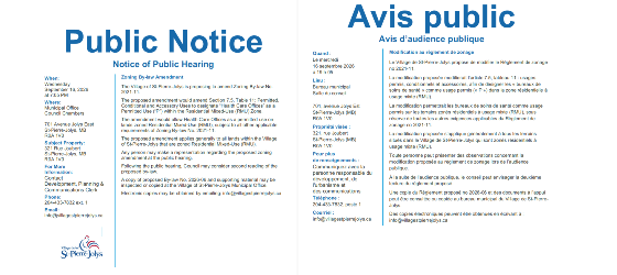 Photo of Notice of Public Hearing: Zoning By-law Amendment